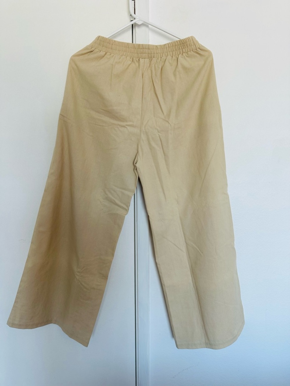 NWOT Wide Leg Elastic Waist Pants - Beige linen cotton blend Size M